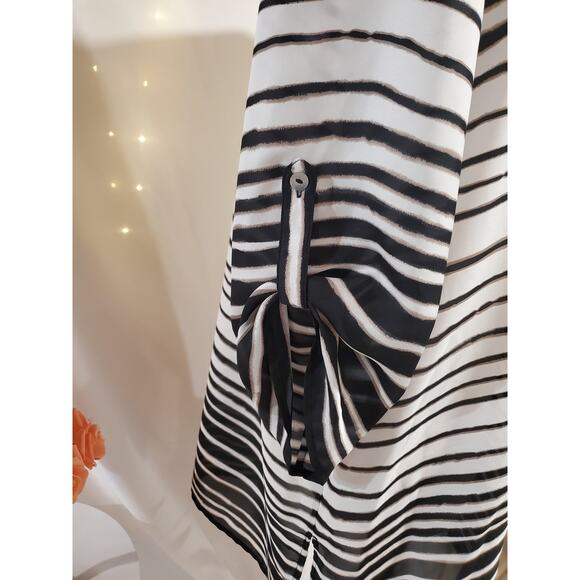 Chicos Womens Striped Roll Tab Sleeve Shell Button Tunic Blouse Size 3 US XL 16 - Picture 5 of 13